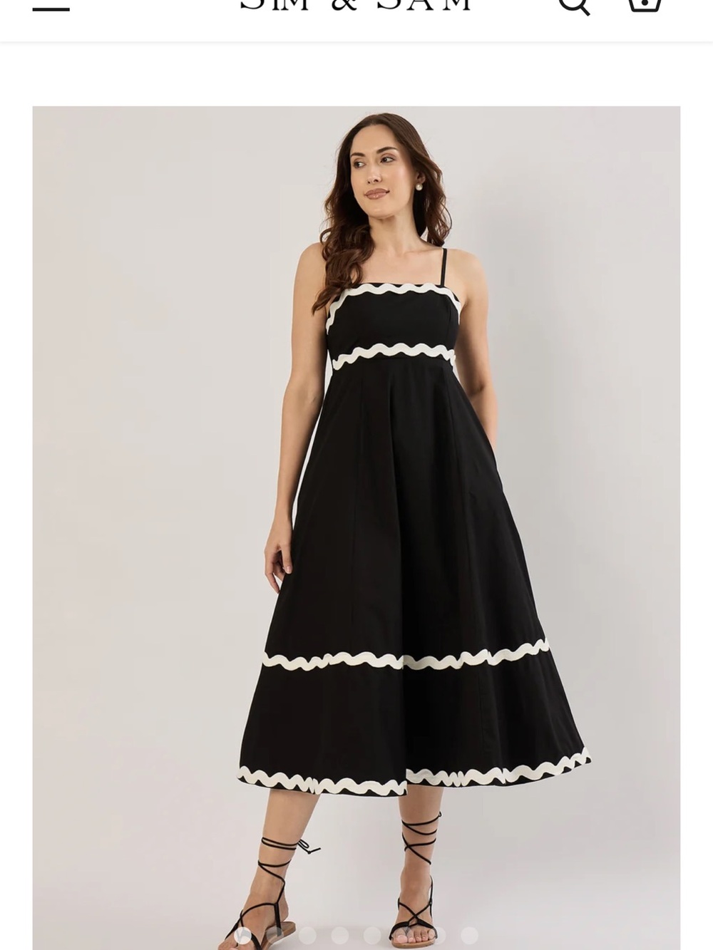 Black Maxi Dress with White Trim - Women Dresses Maxi